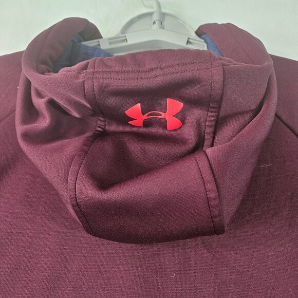 Under Armour Men's Size XL Hoodie Burgundy Coldgear Storm Loose Fit - Picture 6 of 15